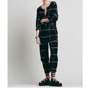 Free people plaid jumpsuit size s